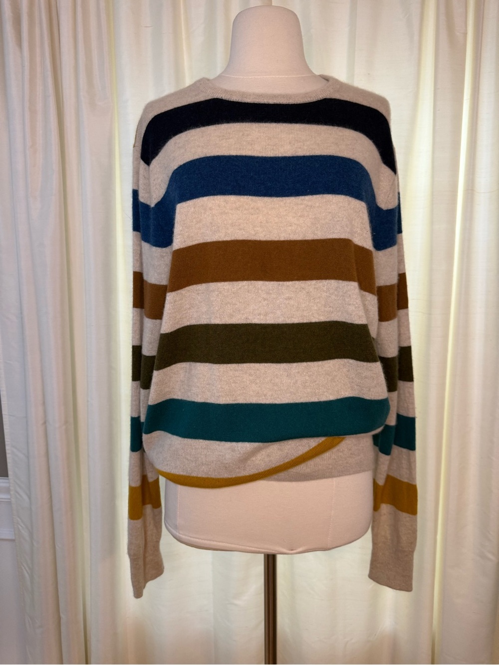 J.Crew 100% Cashmere Striped Sweater Men’s Large Multicolor Crewneck - Picture 2 of 13